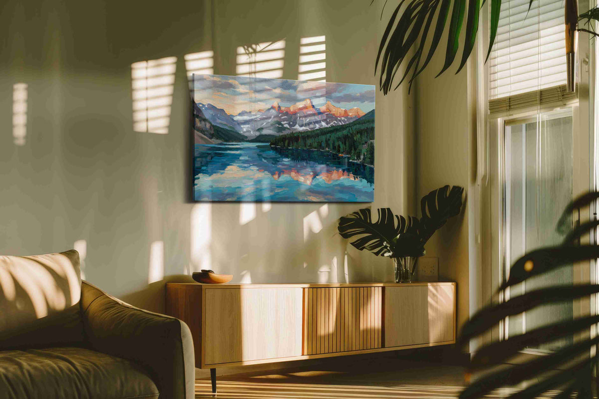 Reflections of Serenity landscape canvas print, on wall, lifestyle preview