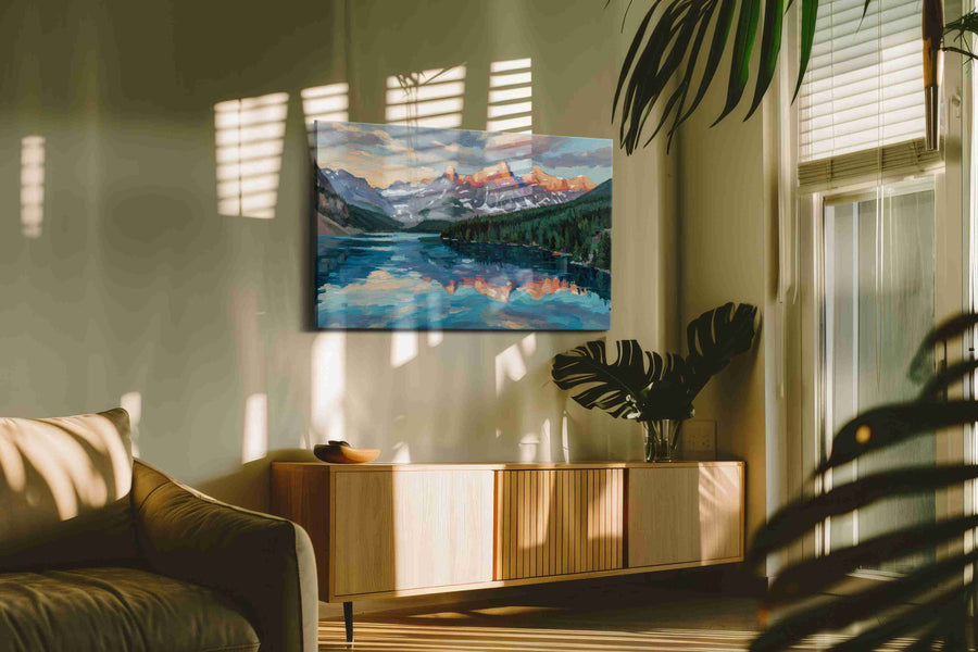 Reflections of Serenity landscape canvas print, on wall, lifestyle preview