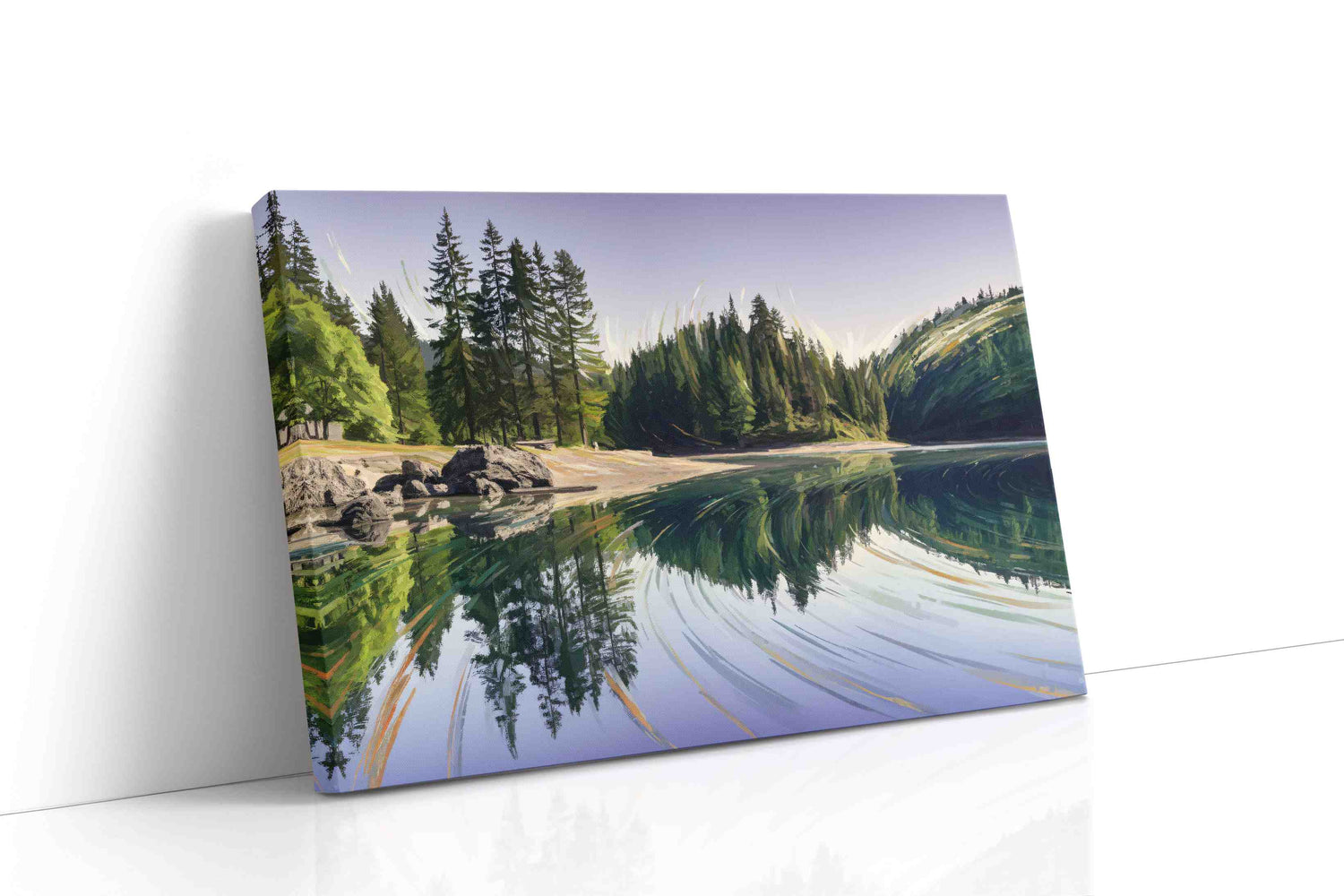 Reflections of Tranquil Pines landscape canvas print, gallery-wrapped, ready to hang