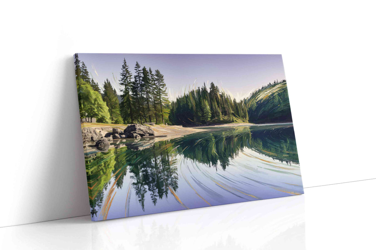 Reflections of Tranquil Pines landscape canvas print gallery-wrapped landscape canvas studio shot