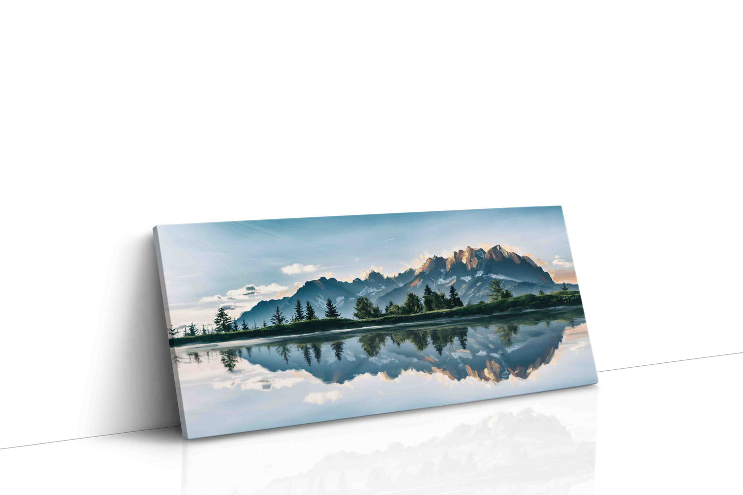 Reflections of the Peaks landscape canvas print, gallery-wrapped, ready to hang