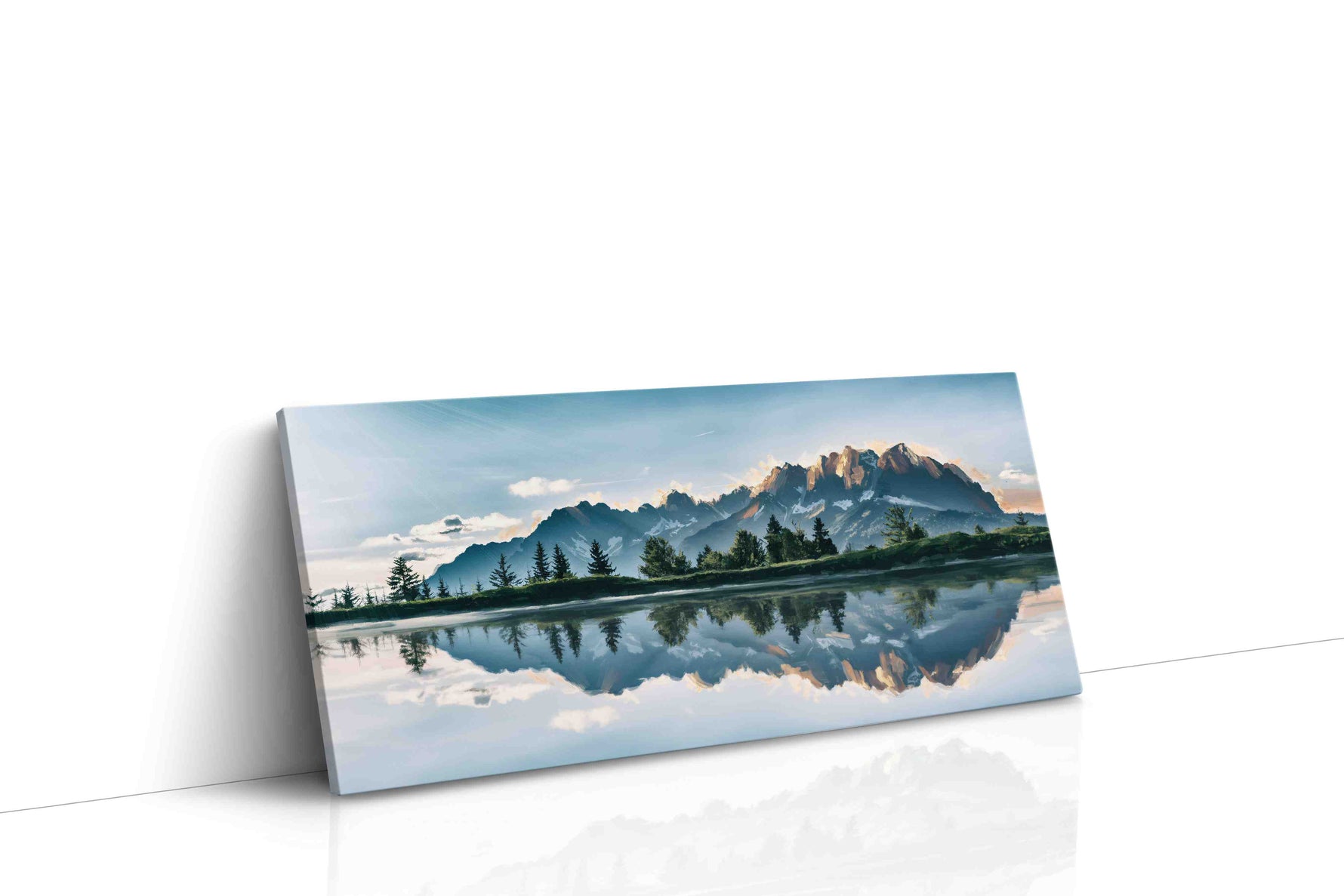 Reflections of the Peaks landscape canvas print, gallery-wrapped, ready to hang