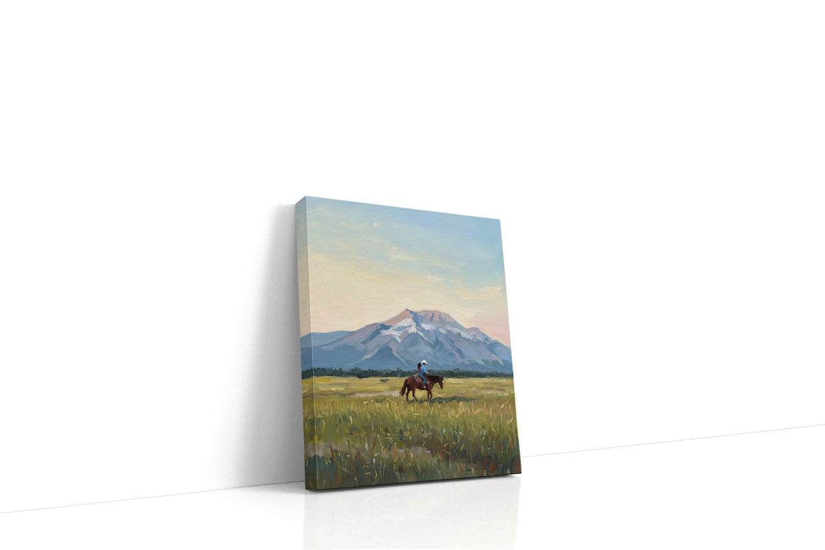 Riders at Dawn's Embrace landscape canvas print, gallery-wrapped, ready to hang