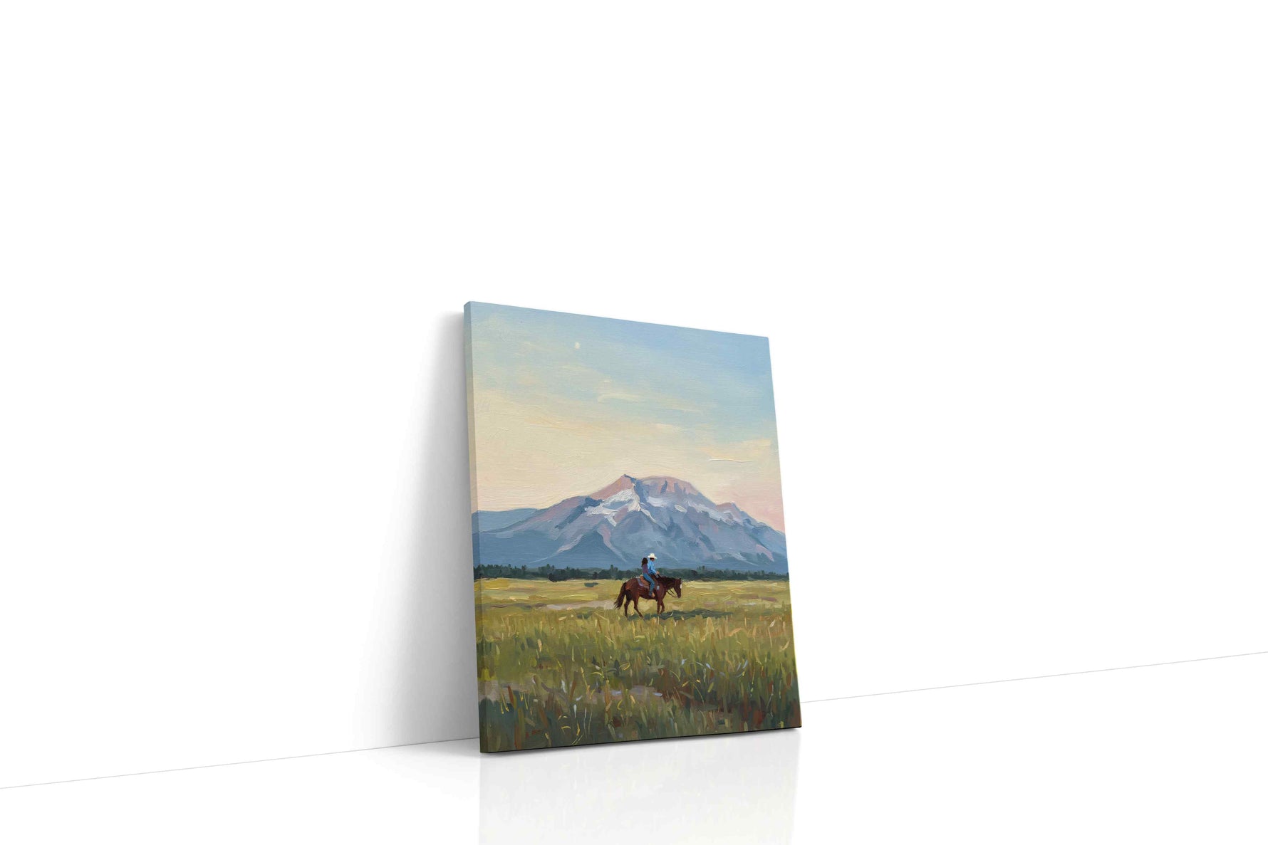 Riders at Dawn's Embrace landscape canvas print gallery-wrapped portrait canvas studio shot