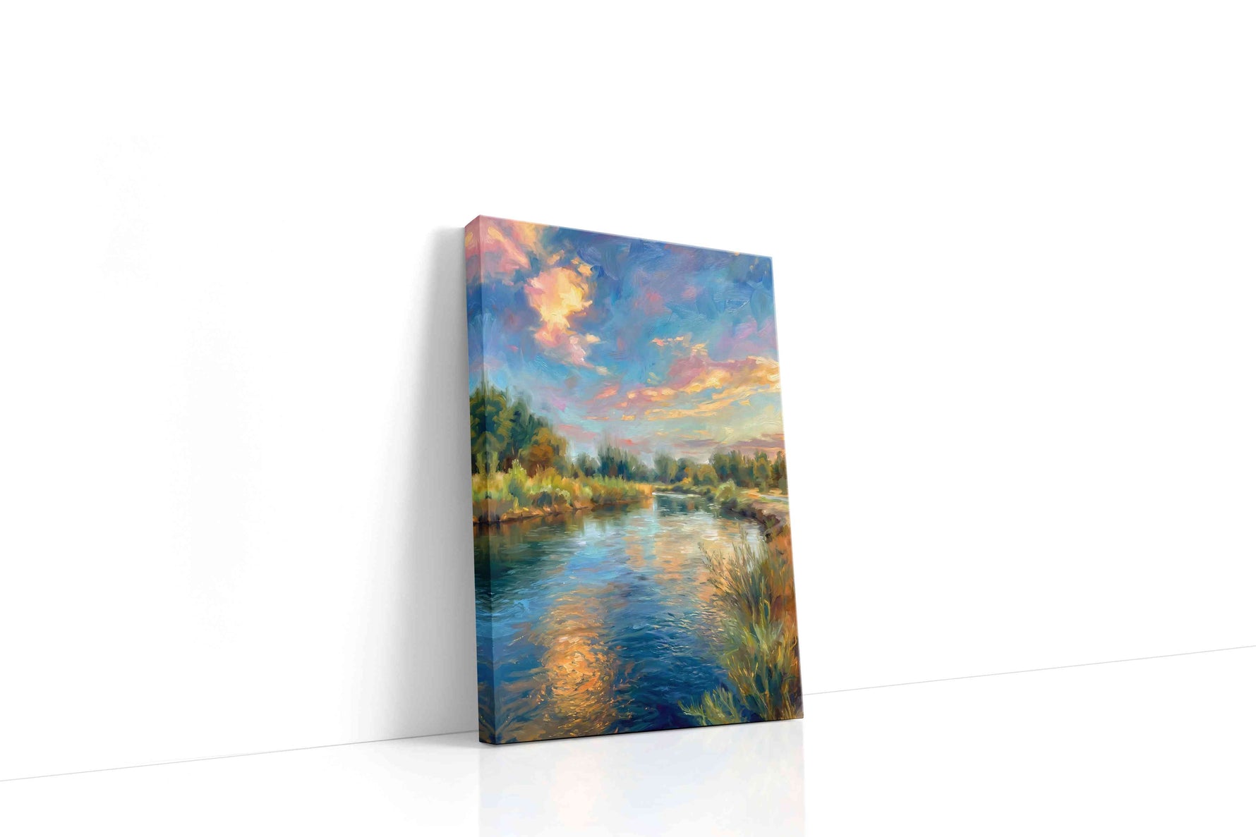 Ripples of Serenity at Dusk landscape canvas print gallery-wrapped portrait canvas studio shot