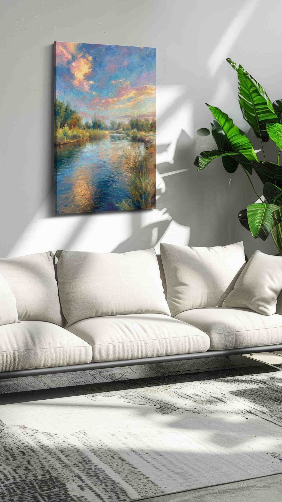 Ripples of Serenity at Dusk landscape canvas print, hanging on wall