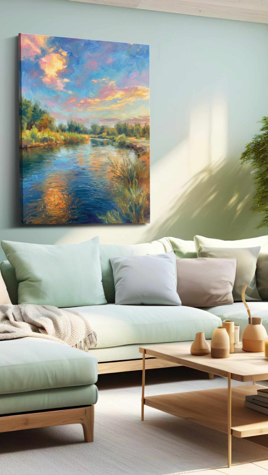 Ripples of Serenity at Dusk – landscape canvas wall art, gallery-wrapped, ready to hang