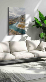 River's Autumn Embrace landscape canvas print, on wall, lifestyle preview