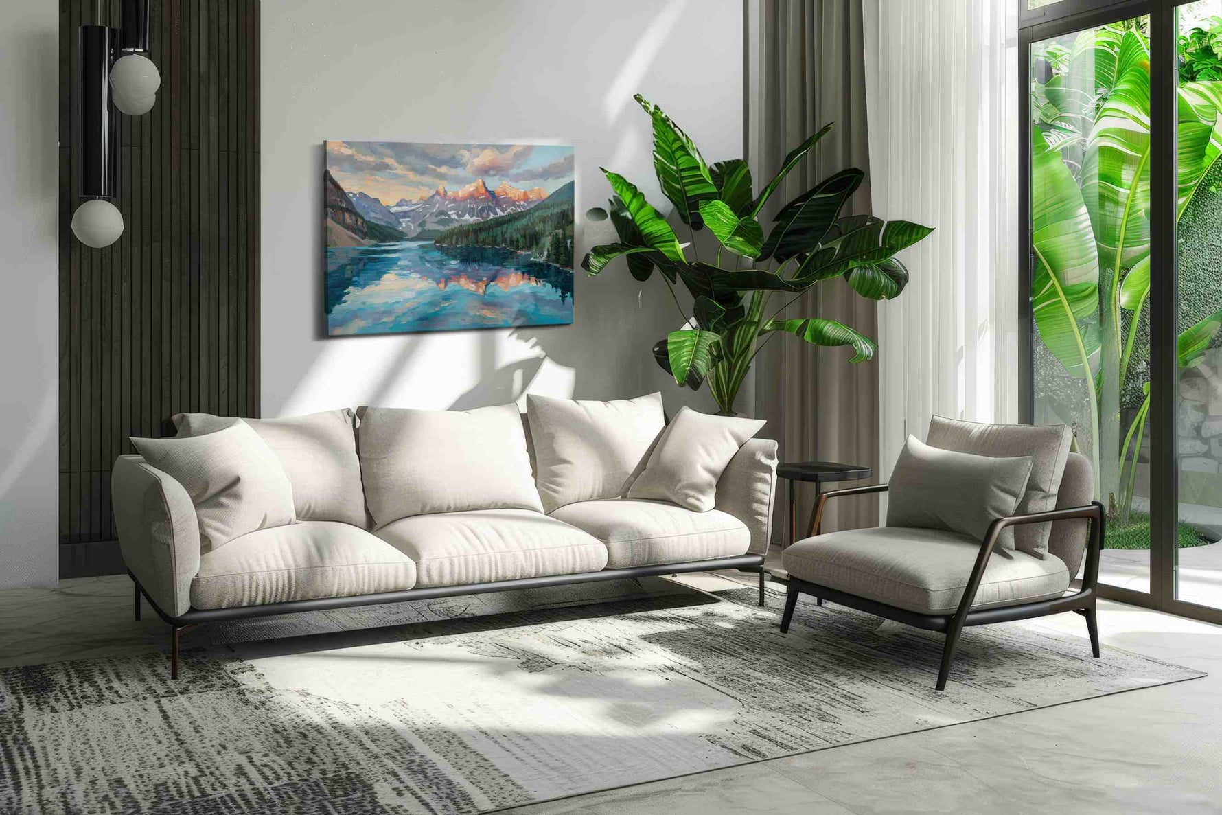 Serenade of Alpine Reflections landscape canvas print in a hung canvas mockup
