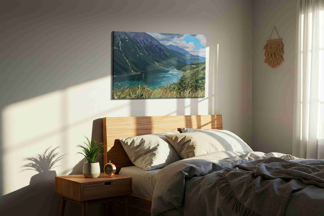 Serenity Beyond the Peaks – landscape canvas wall art, gallery-wrapped, ready to hang