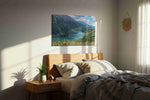 Serenity Beyond the Peaks – landscape canvas wall art, gallery-wrapped, ready to hang