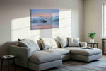 Serenity at Dawn landscape canvas print, displayed in a living room