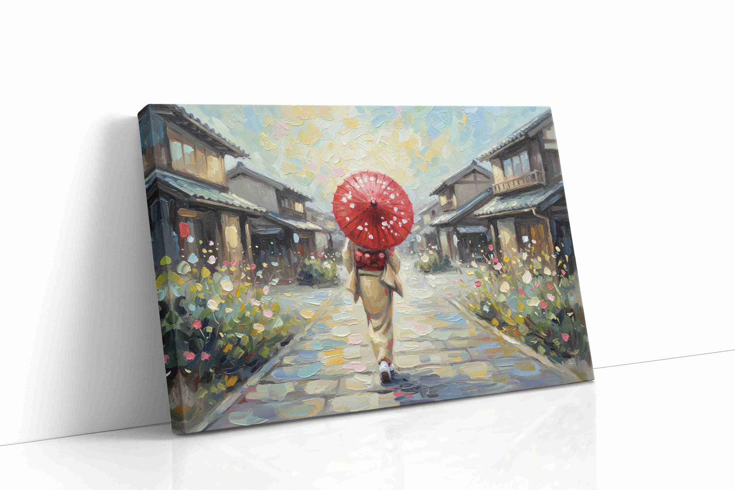 Serenity in Sakura Streets landscape canvas print, gallery-wrapped, ready to hang