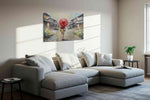 Serenity in Sakura Streets landscape canvas print styled in a living room