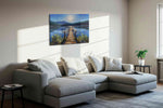Starlit Serenity on the Lake landscape canvas print, displayed in a living room
