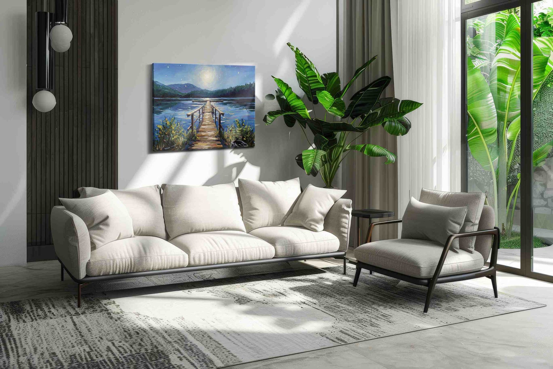 Starlit Serenity on the Lake landscape canvas print in a hung canvas mockup