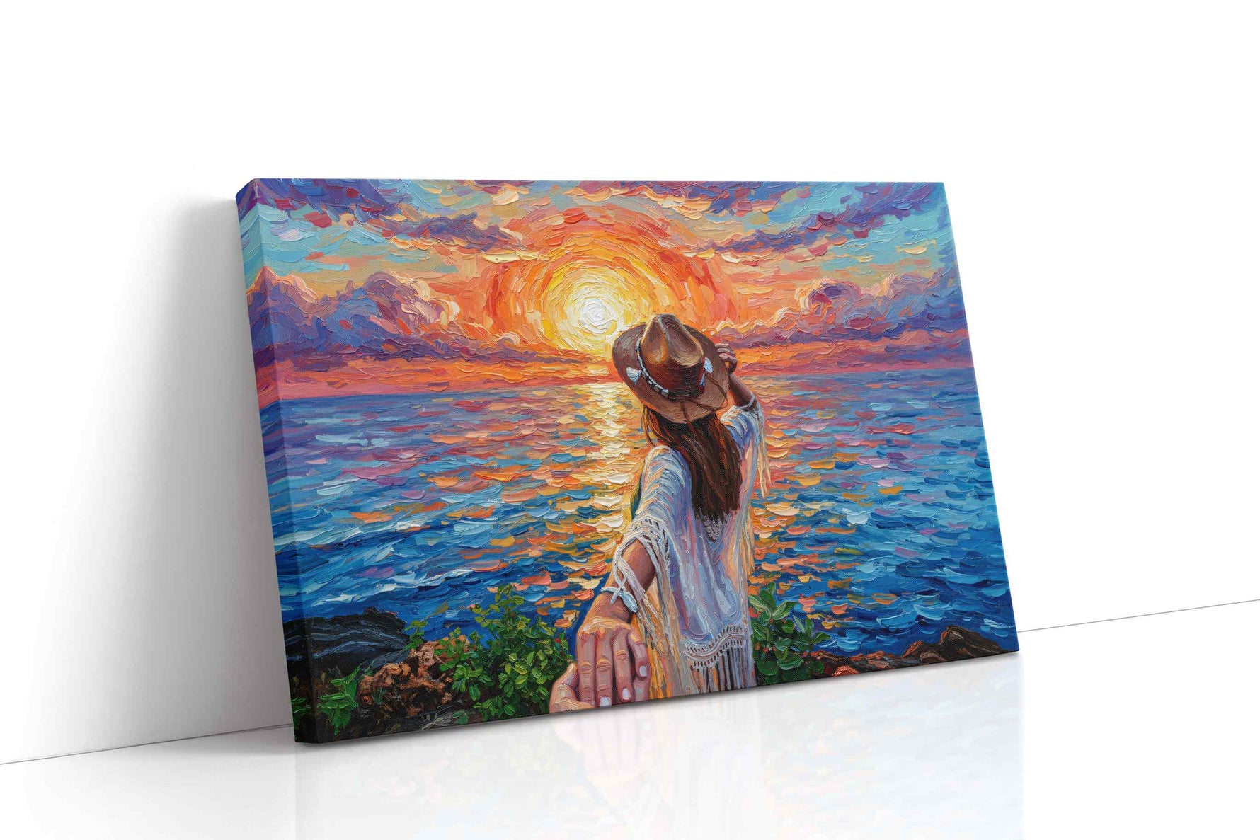 Sunset Symphony Embrace romance canvas print gallery-wrapped landscape canvas studio shot