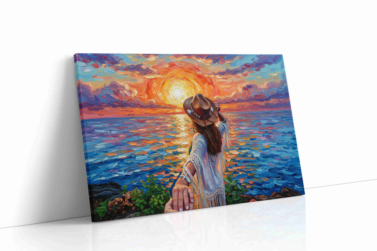 Sunset Symphony Embrace romance canvas print, gallery-wrapped, ready to hang