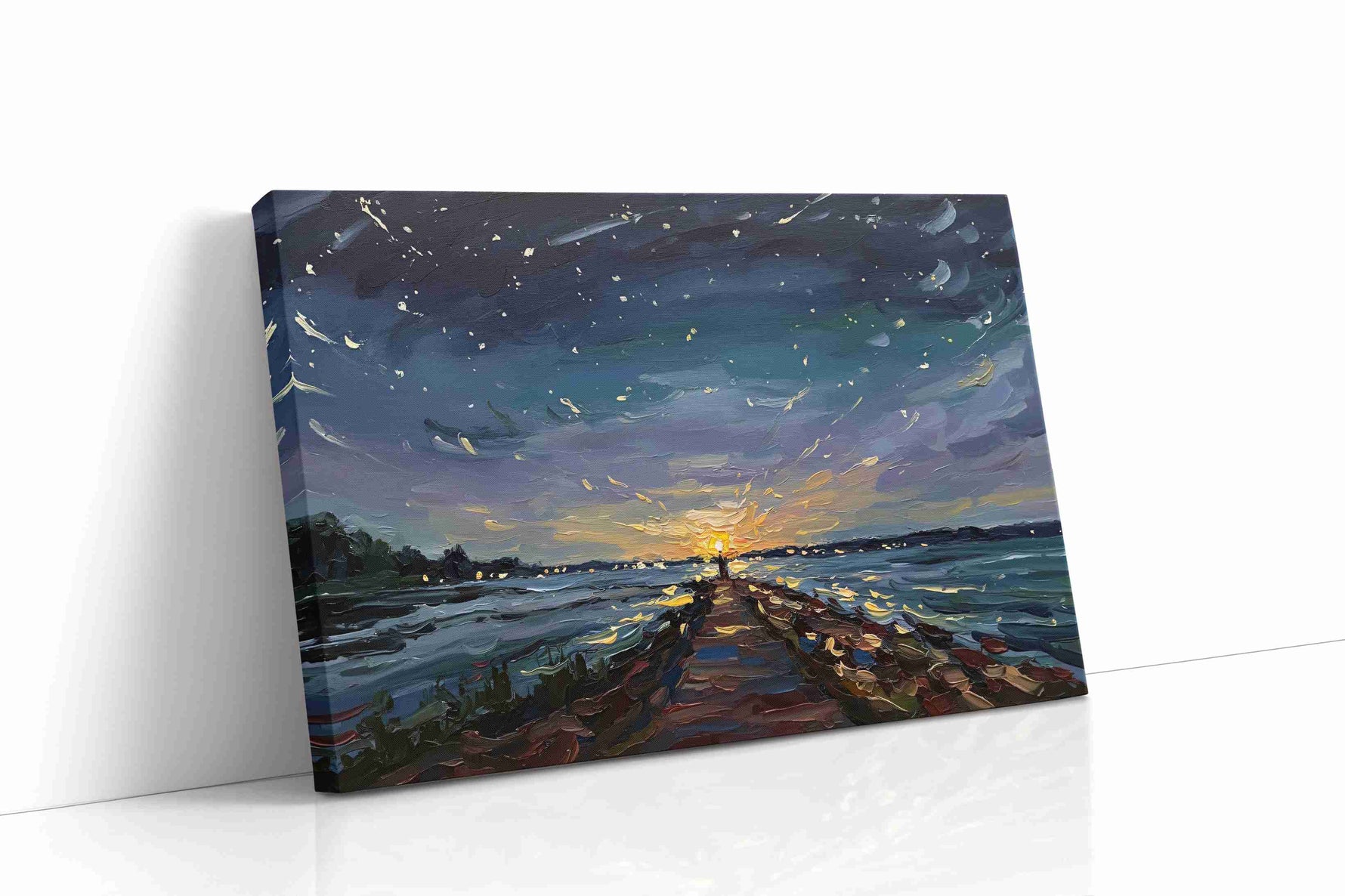Sunset Symphony on the Pier landscape canvas print, gallery-wrapped, ready to hang
