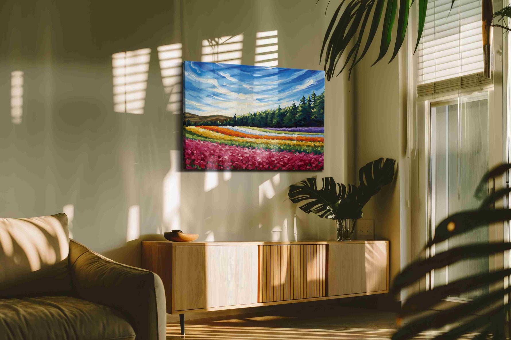 Symphony of Spring Fields landscape canvas print, on wall, lifestyle preview