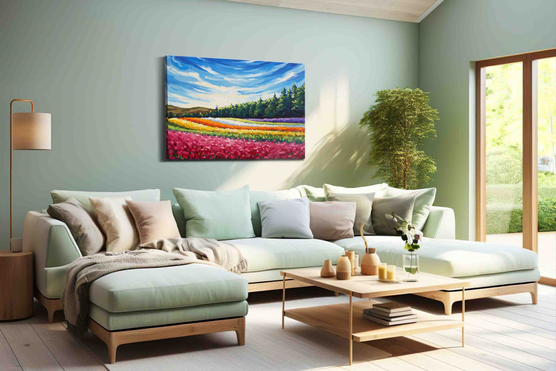 Symphony of Spring Fields landscape canvas print, hanging on wall