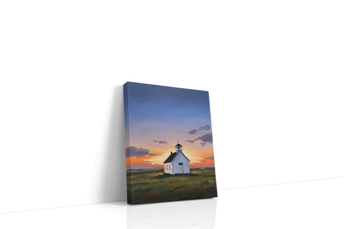 Twilight Serenity Chapel landscape canvas print gallery-wrapped portrait canvas studio shot
