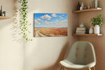 Wanderer's Dreamscape landscape canvas print, displayed in a living room