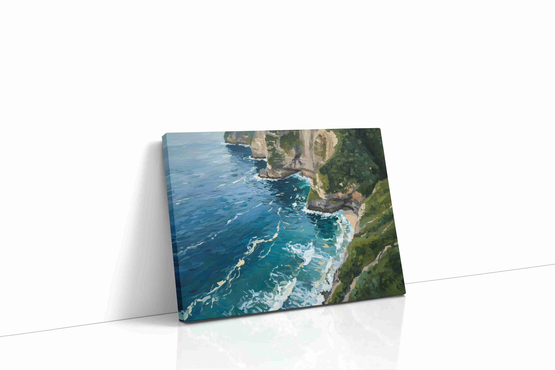 Waves Whisper to Cliffs landscape canvas print gallery-wrapped landscape canvas studio shot