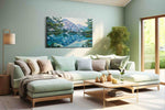 Whispering Alpine Waters landscape canvas print, hanging on wall