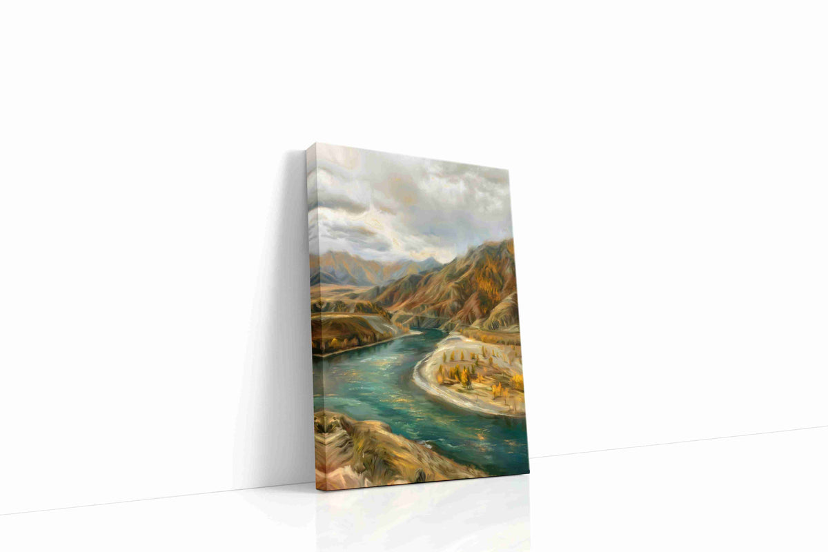 Whispering Autumn River landscape canvas print gallery-wrapped portrait canvas studio shot