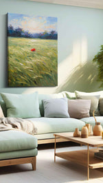 Whispering Field's Solitude landscape canvas print, hanging on wall
