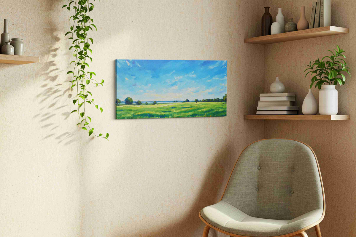Whispering Fields of Summer landscape canvas print, hanging on wall