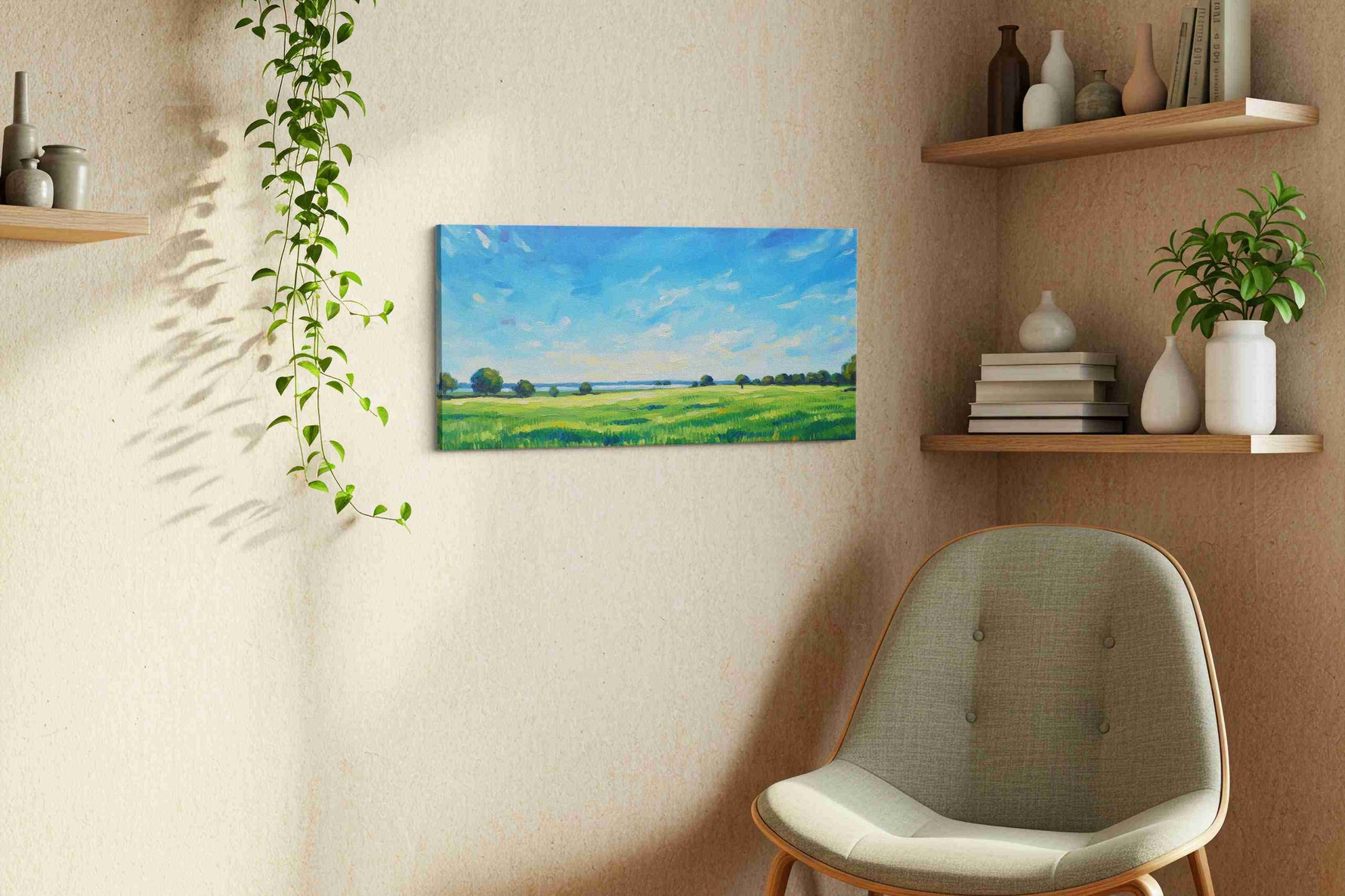 Whispering Fields of Summer landscape canvas print, hanging on wall