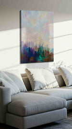 Whispering Forest Horizon landscape canvas print, displayed in a living room