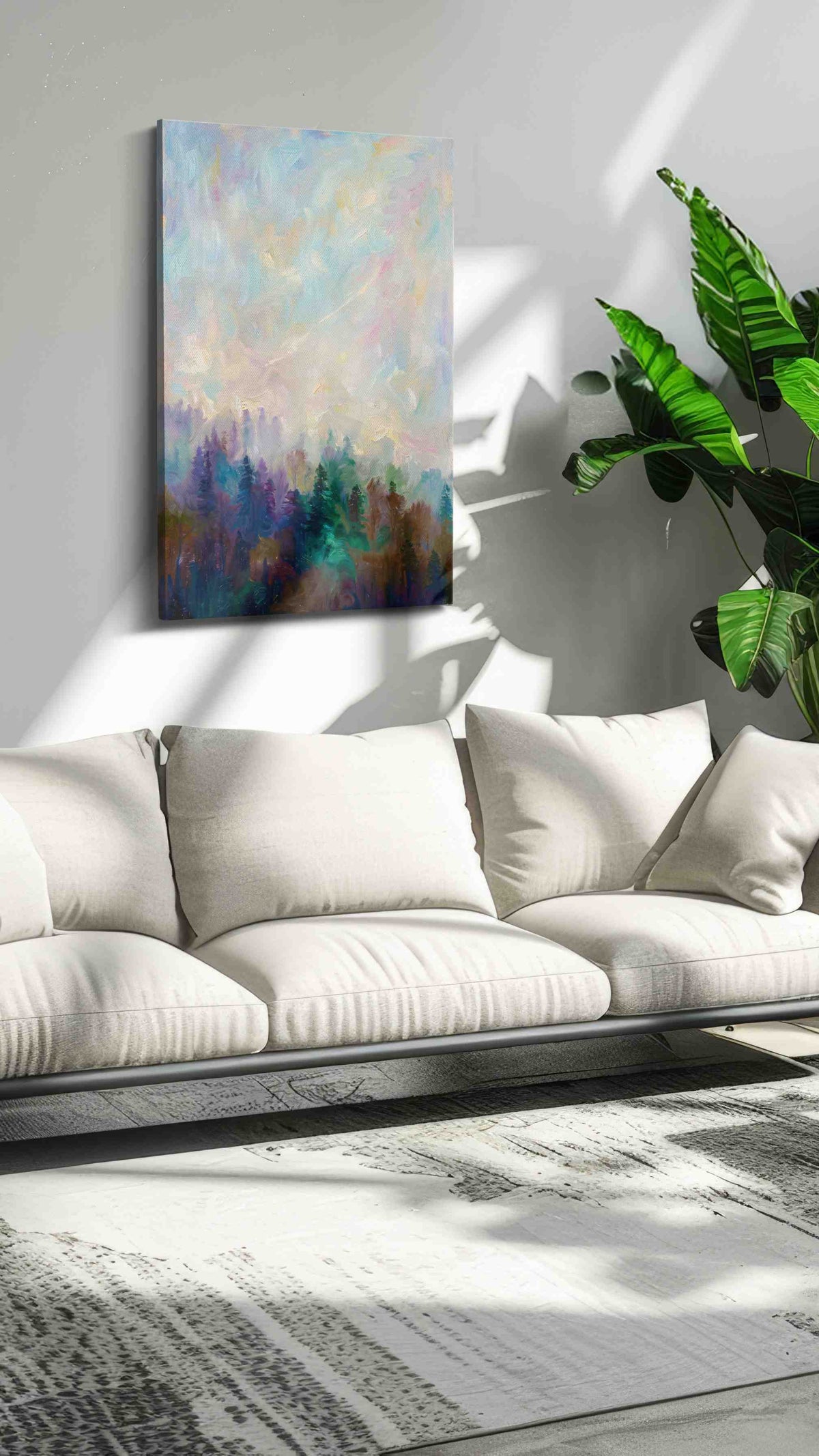 Whispering Forest Horizon landscape canvas print in a hung canvas mockup
