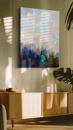 Whispering Forest Horizon landscape canvas print, on wall, lifestyle preview