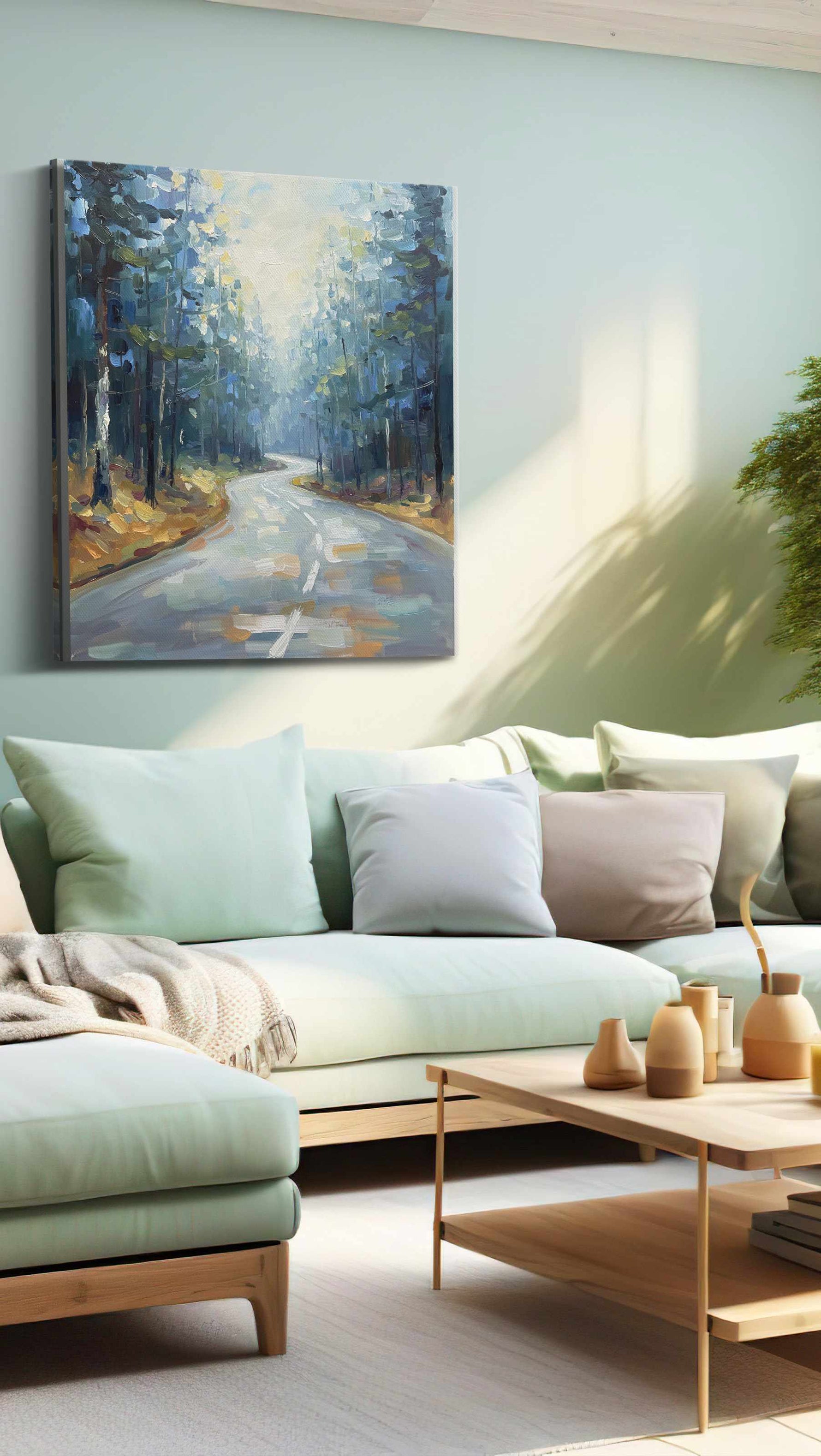 Whispering Forest Pathway landscape canvas print, hanging on wall