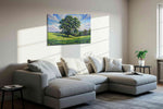 Whispering Meadow Symphony landscape canvas print, displayed in a living room