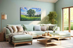 Whispering Meadow Symphony landscape canvas print shown in a wall scene