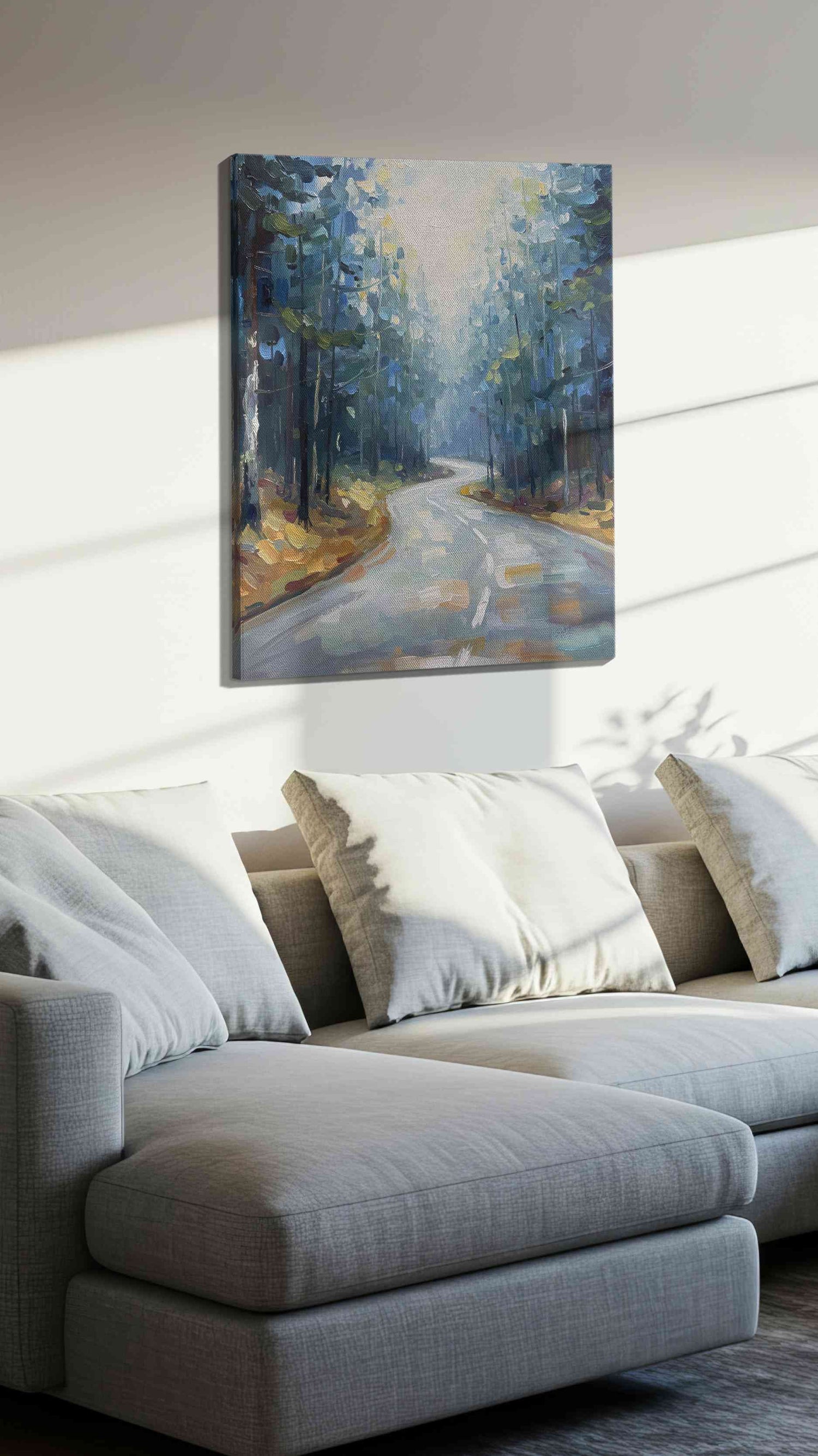 Whispering Pines Pathway – landscape canvas wall art, gallery-wrapped, ready to hang