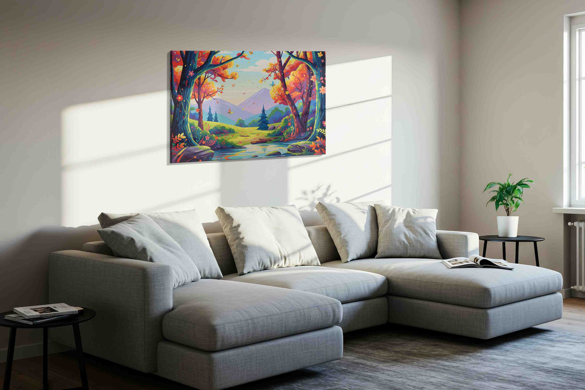 Whispers of Autumn's Embrace music canvas print, displayed in a living room