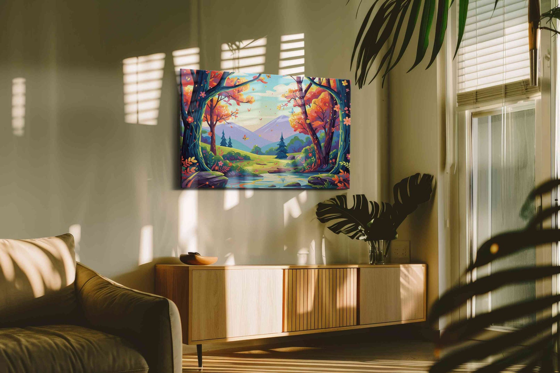 Whispers of Autumn's Embrace music canvas print, hanging on wall