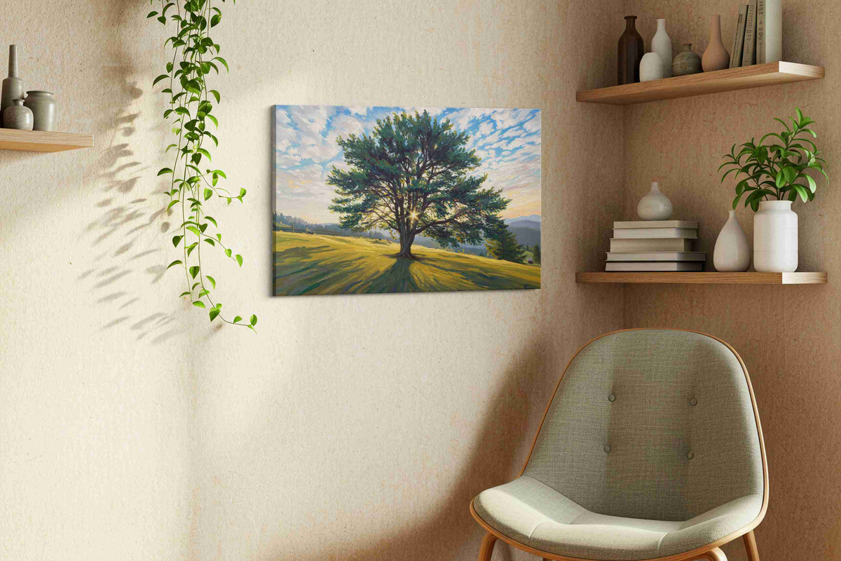 Whispers of Dawn IV nature canvas print, displayed in a living room