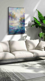 Whispers of Dawn's Embrace landscape canvas print, on wall, lifestyle preview
