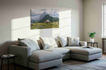 Whispers of Highland Serenity landscape canvas print, displayed in a living room