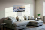 Whispers of Misty Dawn landscape canvas print, displayed in a living room