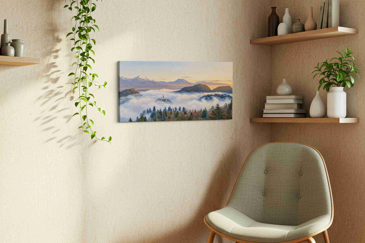 Whispers of Misty Dawn – landscape canvas wall art, gallery-wrapped, ready to hang