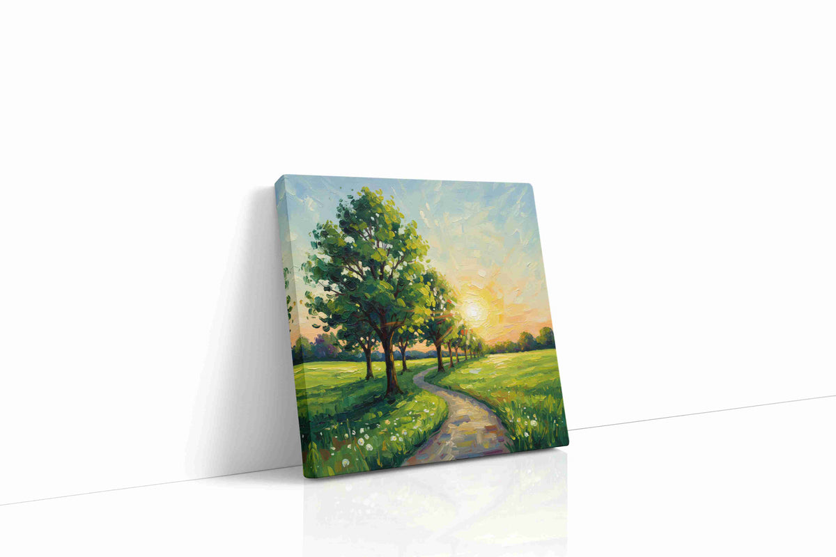 Whispers of Sunset in Spring landscape canvas print gallery-wrapped square canvas studio shot