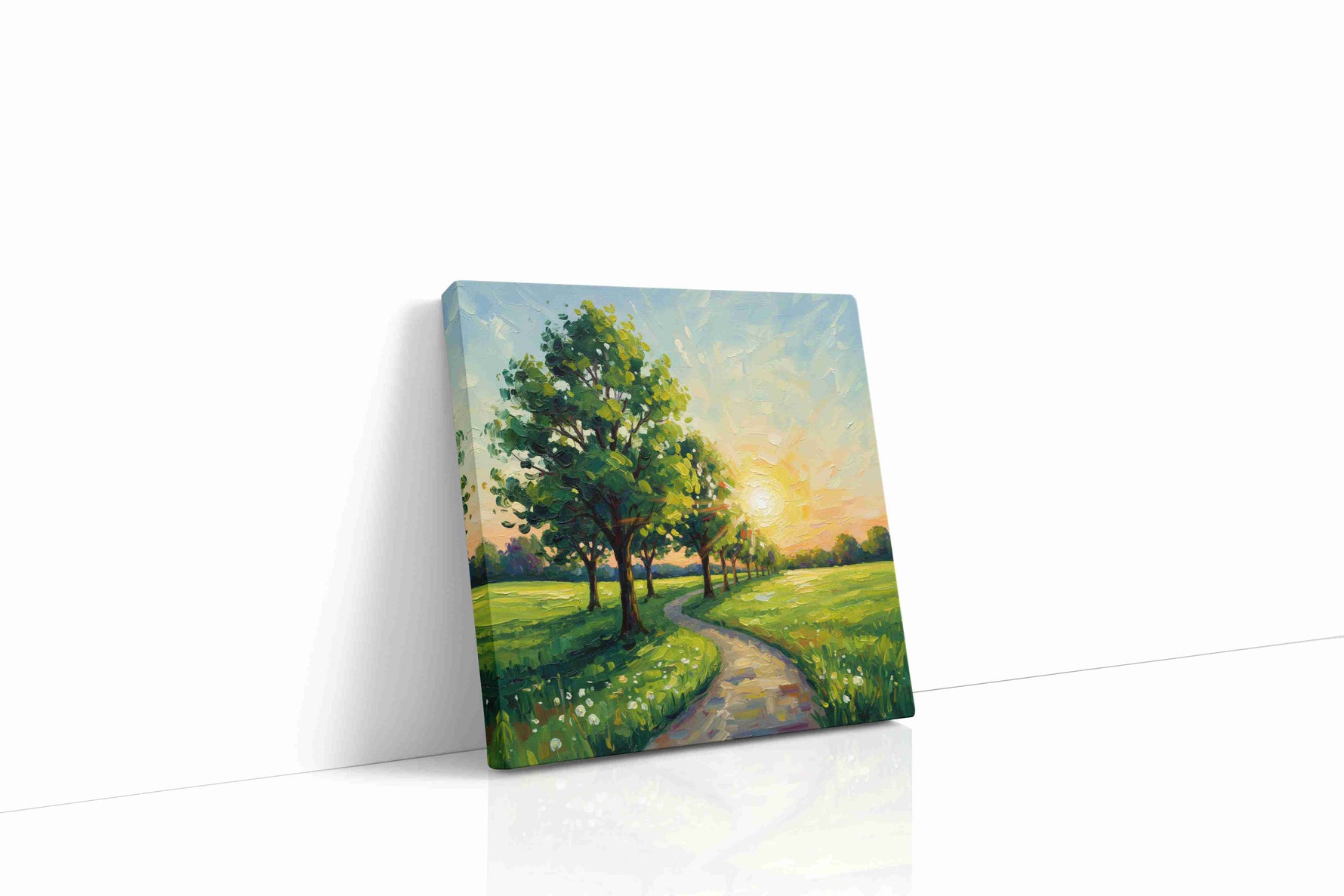Whispers of Sunset in Spring landscape canvas print gallery-wrapped square canvas studio shot
