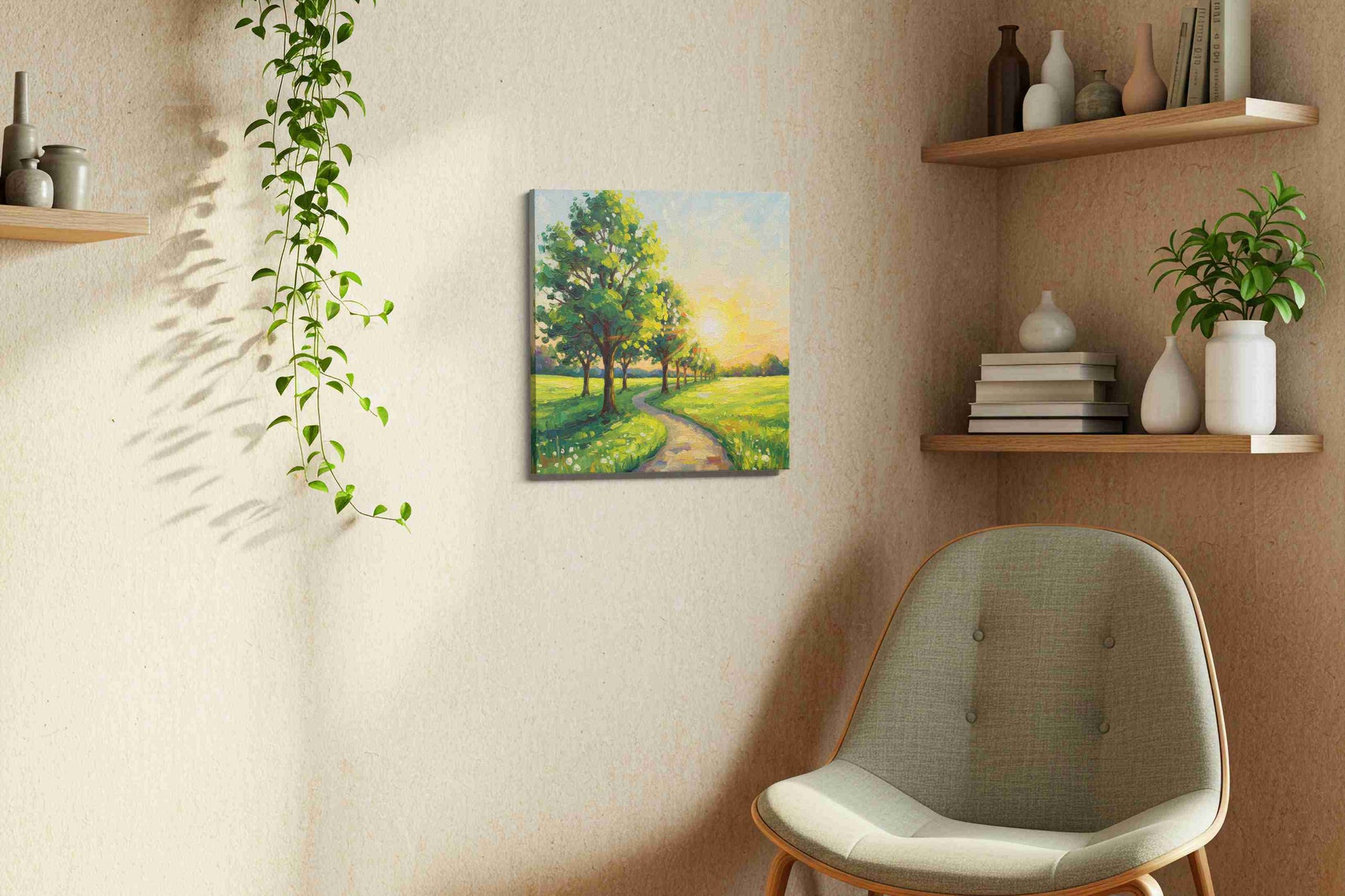Whispers of Sunset in Spring landscape canvas print, hanging on wall — view 3
